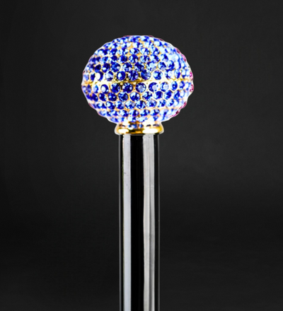 24K Gold-Plated Walking Cane with Blue Knob Handle