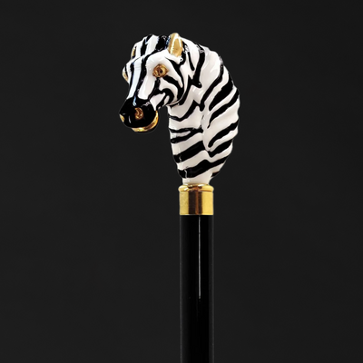 Bright enameled zebra walking cane