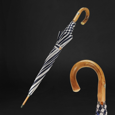 Men's double-cloth umbrella featuring an elegant blue striped design and a premium finish