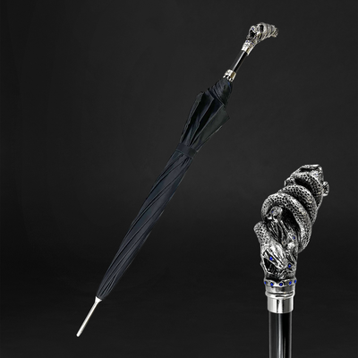 Premium double-canopy umbrella with a snake handle and crystals