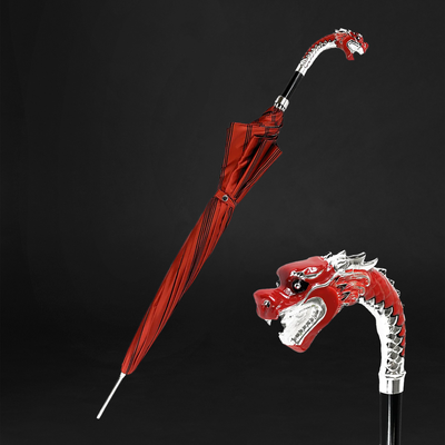 Exquisite umbrella with hand-painted and silver-plated 925 dragon handle