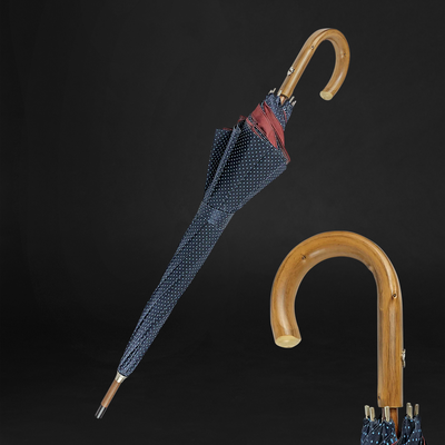 Men's double-cloth umbrella in navy blue with dot design