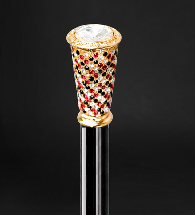 Multicolor Handle Walking Cane with 24K Gold Plating