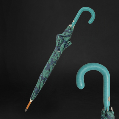 Unique Design Turquoise Leather Handle Paisley Umbrella
