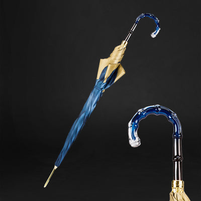 Blue Dahlia Patterned Umbrella