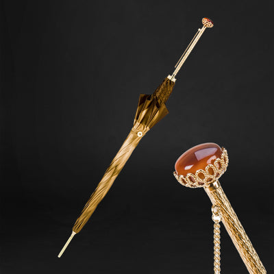 Luxury Beige Dahlia Floral Umbrella