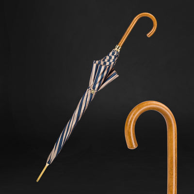 Exclusive classic striped umbrella with Malacca handle