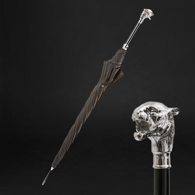 Silver Tiger Handle Umbrella: Roar in Style