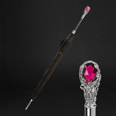 Exclusive black men's umbrella with red gem handle