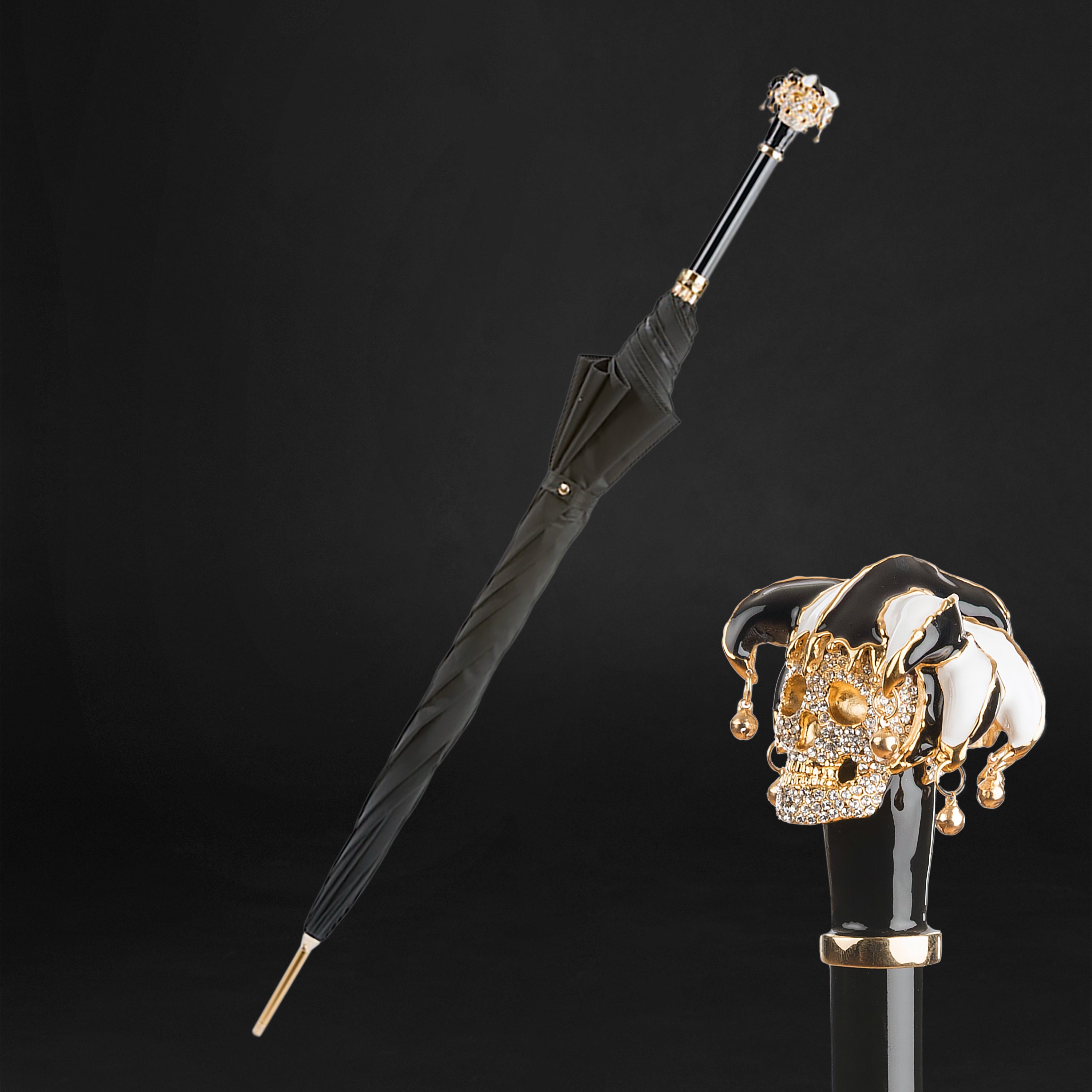 Jester Skull Umbrella, Handle with Crystals Swarovski® | ART