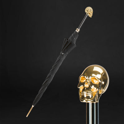 Fashion-forward men's umbrella with golden skull