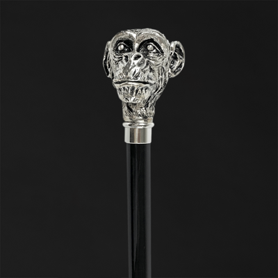 Exclusive Silverplated 925 Monkey Handle Walking Cane