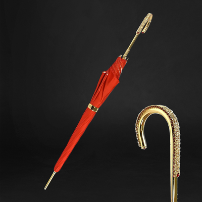 Elegant umbrella with internal leopard print and double-layered fabric