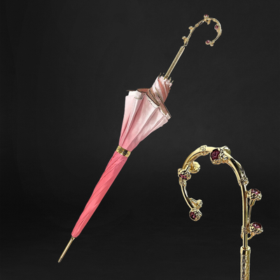 Fantastic Light Pink Umbrella with Unique Flowered Handle Design