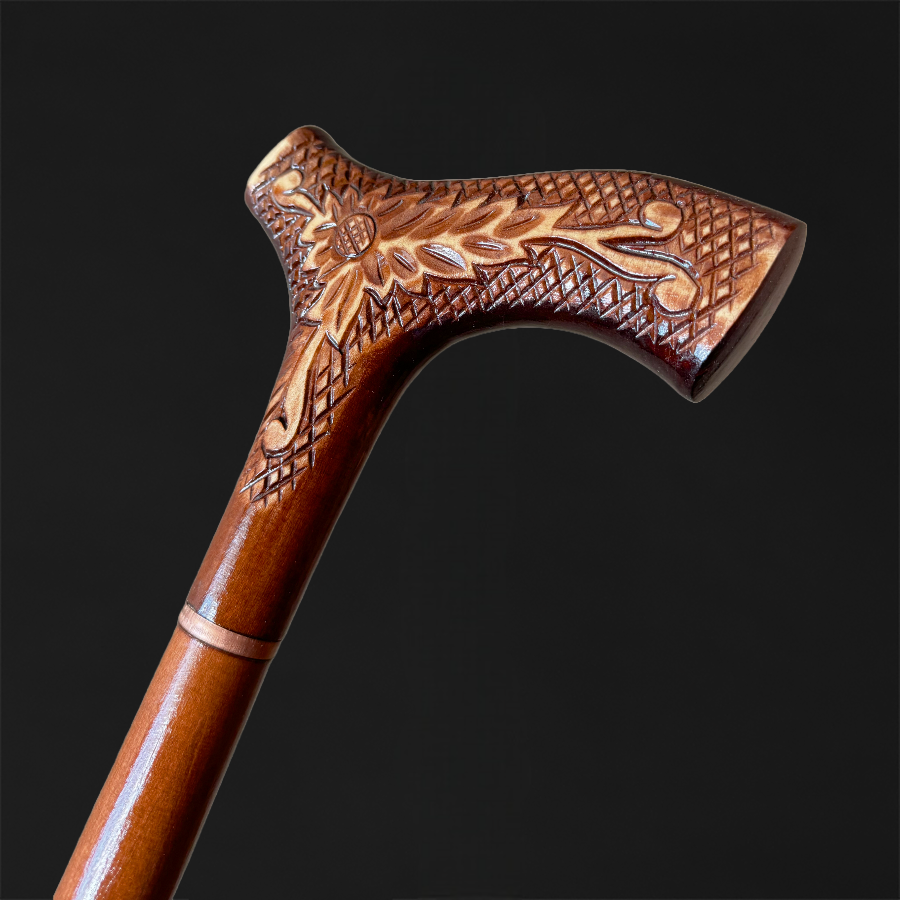 Victorian Style Red Wooden Walking Stick, Artwork Cane Staff | ART ...