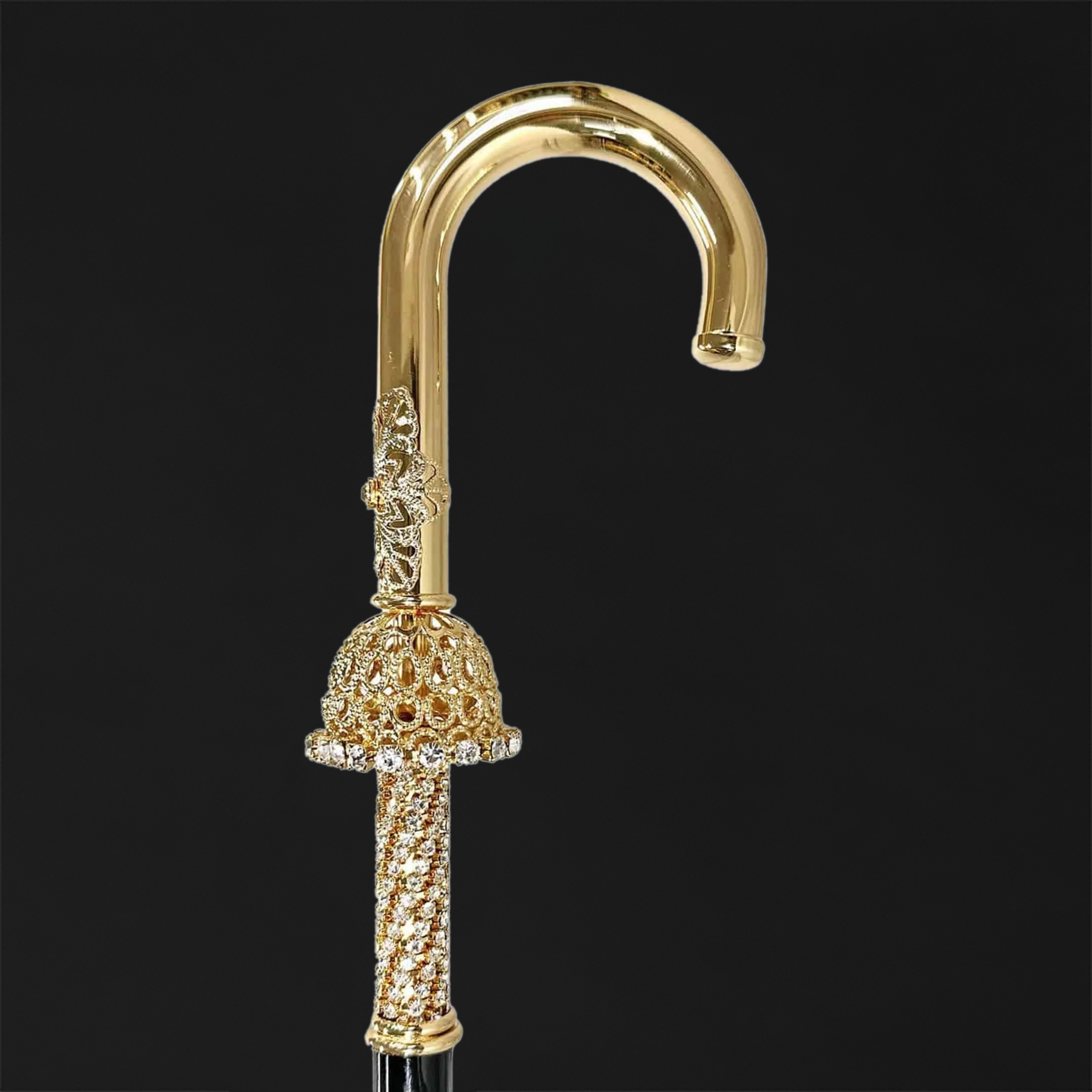Luxury Cane 24K Gold-plated with Crystals | ART WALKING STICKS