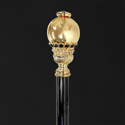 24K gold plated walking stick with crystal knob