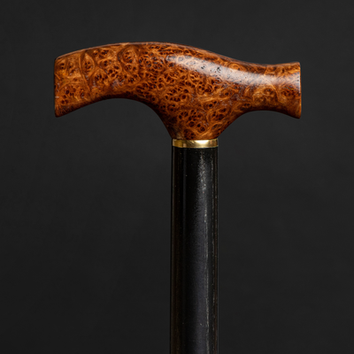 Derby walking cane with burl wood handle