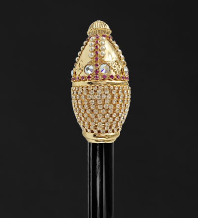 Unique Masterpiece Walking Stick with Crystals and Pearls
