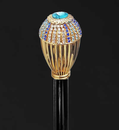 Multicolor Knob Handle 24K Gold-plated Walking Cane