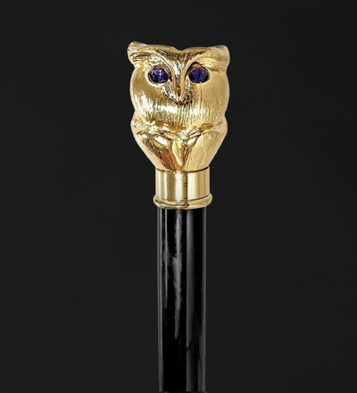 Designer Owl 24K Gold-plated Walking Cane