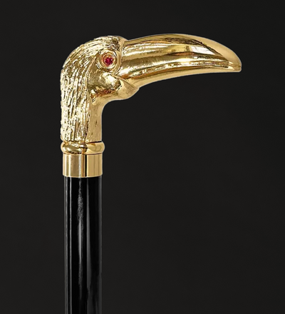 Elegant Toucan 24K Gold-plated Walking Stick