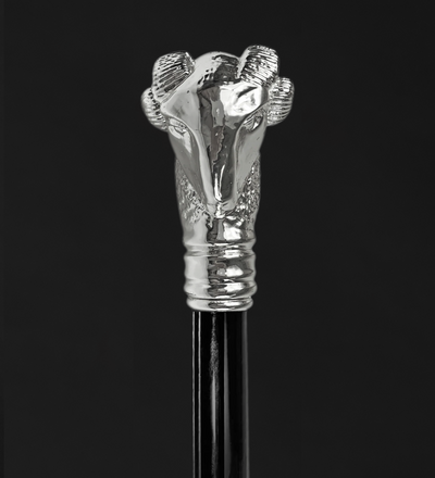 Elegant Walking Stick with Silverplated 925 Ram Handle
