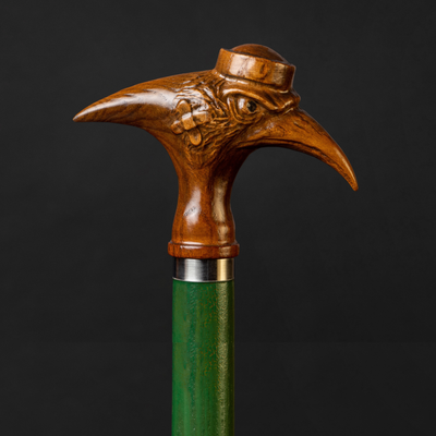 Fighting Ibis Carved Walking Cane Unique Sport Design