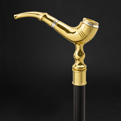 Folding Golden Pipe Fashion Walking Stick For Gentleman