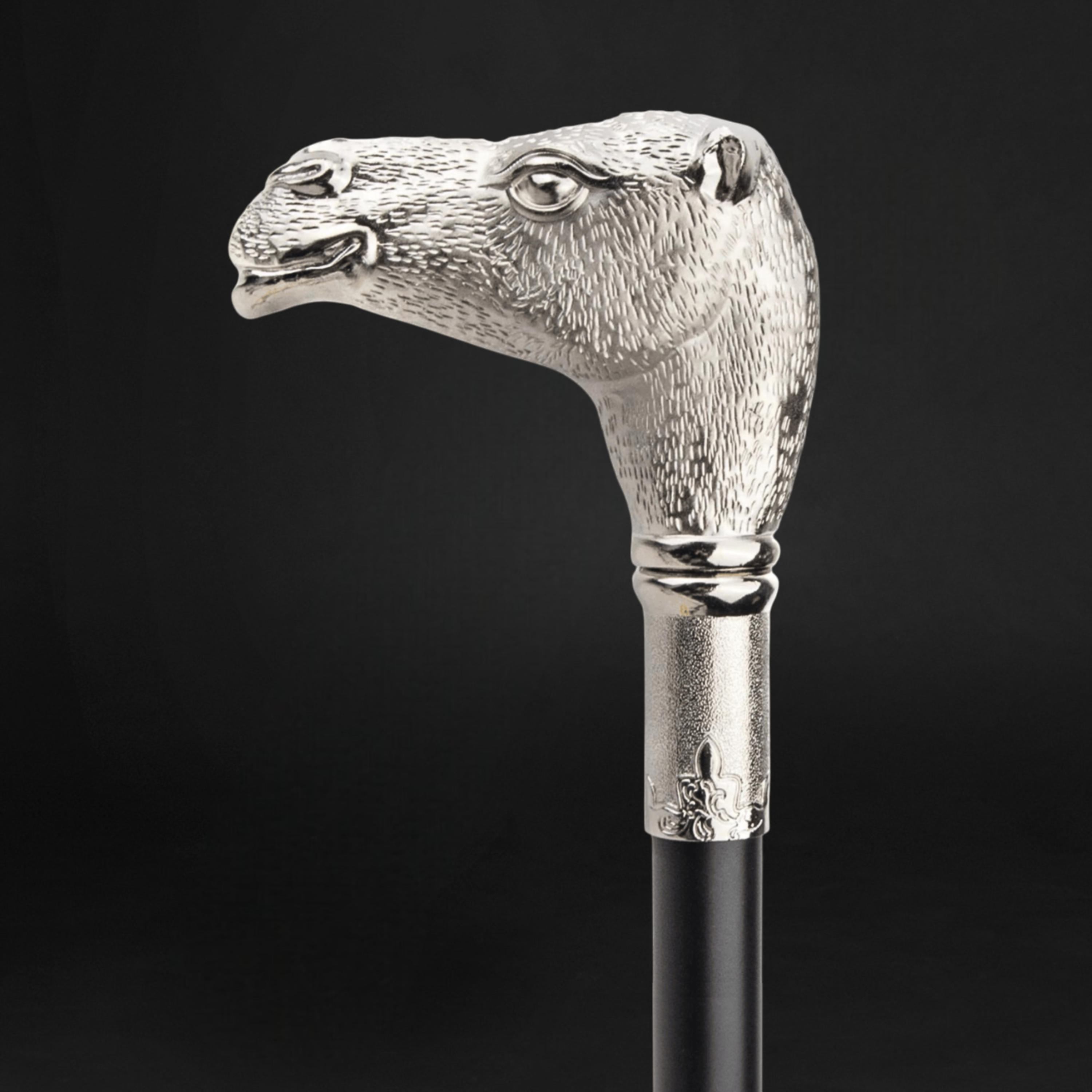 Folding Silver Camel Head Gentleman Knob Walking Cane | ART WALKING STICKS, image size:3000x3000