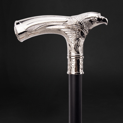 xFolding Silver Eagle Victorian Style Walking Cane With Crystal