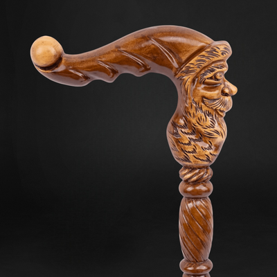 Folding Unique Santa Claus Wooden Walking Cane