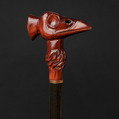 Cherry Crow Raven Style Skull Walking Cane Hand Carved