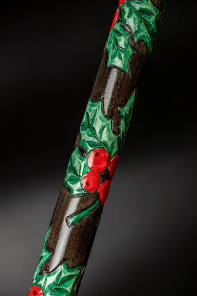 Walking Cane Christmas Holly Plant, British Trees Holiday Cane Stick