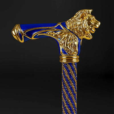 Majestic Gold Lion Victorian Walking Cane Art Object