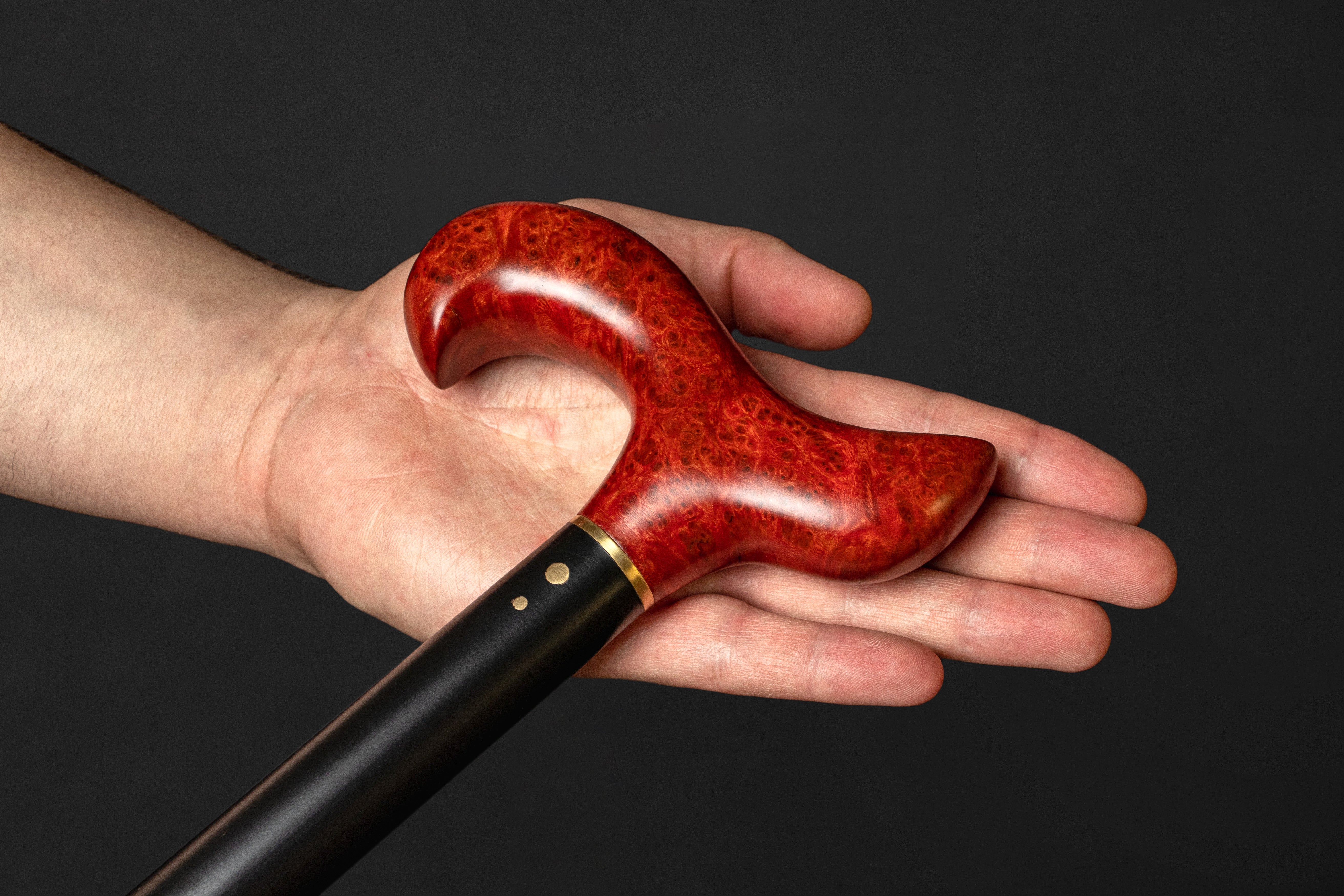 Red Maple Burl Walking Cane with Ergonomic Hand-Fit Handle