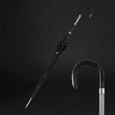 Handcrafted luxury umbrella in classic black with exquisite detailing