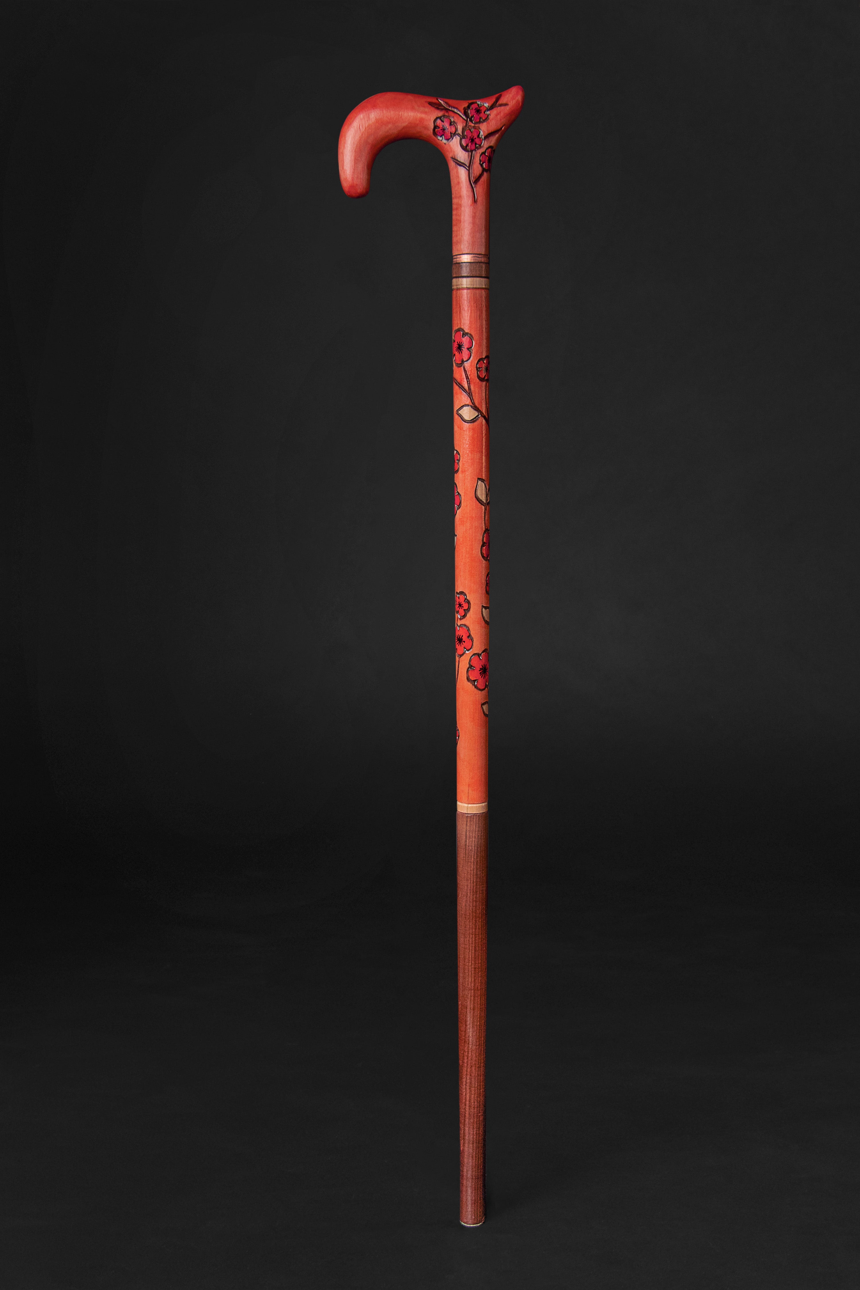 Pink Sakura Walking Cane for Ladies, Flower Walking Stick
