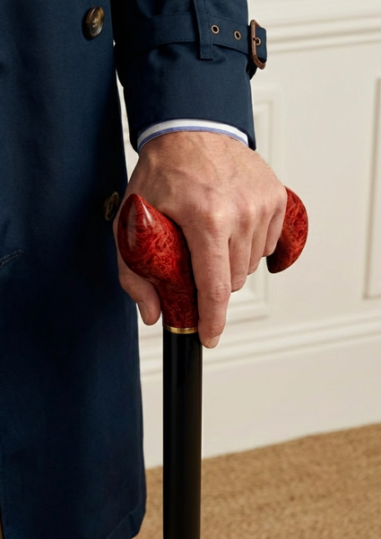 Red Maple Burl Walking Cane with Ergonomic Hand-Fit Handle