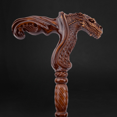 Folding Fancy Dinosaur Wooden Walking Cane, Ergonomic Handle