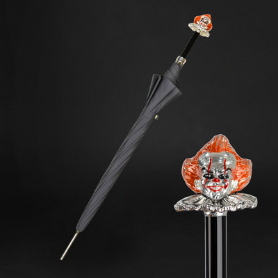 Carnival Luxury Umbrella with Hand-Painted Silver Clown Handle