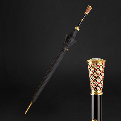 Premium 24K Gold-Plated Multicolor Umbrella with Jewel Grip