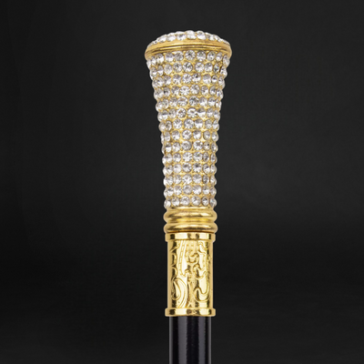 Luxury white walking cane with artificial diamond handle for gentlemen