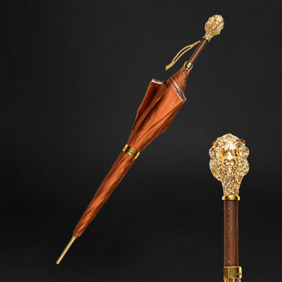 Elegant Women’s Umbrella with 24K Gold Lion-Shaped Handle