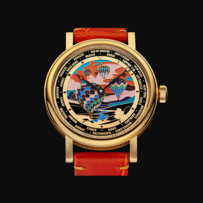 Handmade Art Deco World Time Unisex Cities Watch