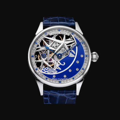 Handmade Skeleton Moon Watch – Space-Inspired Timepiece for Men