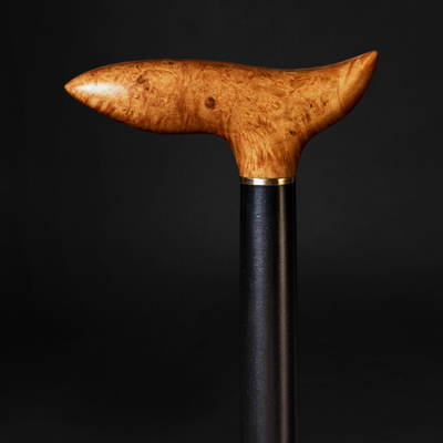 Polished Exotic Burl Wood Cane – Handcrafted Walking Stick