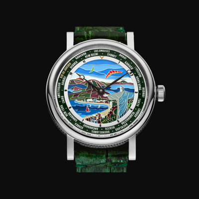 World Time Watch – Rio de Janeiro Handmade Art Deco Unisex Timepiece