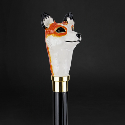 Stylish Red Fox Head Ceramic Walking Stick