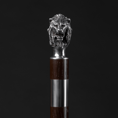 Antique Silver Lion Walking Cane, English Walking Stick